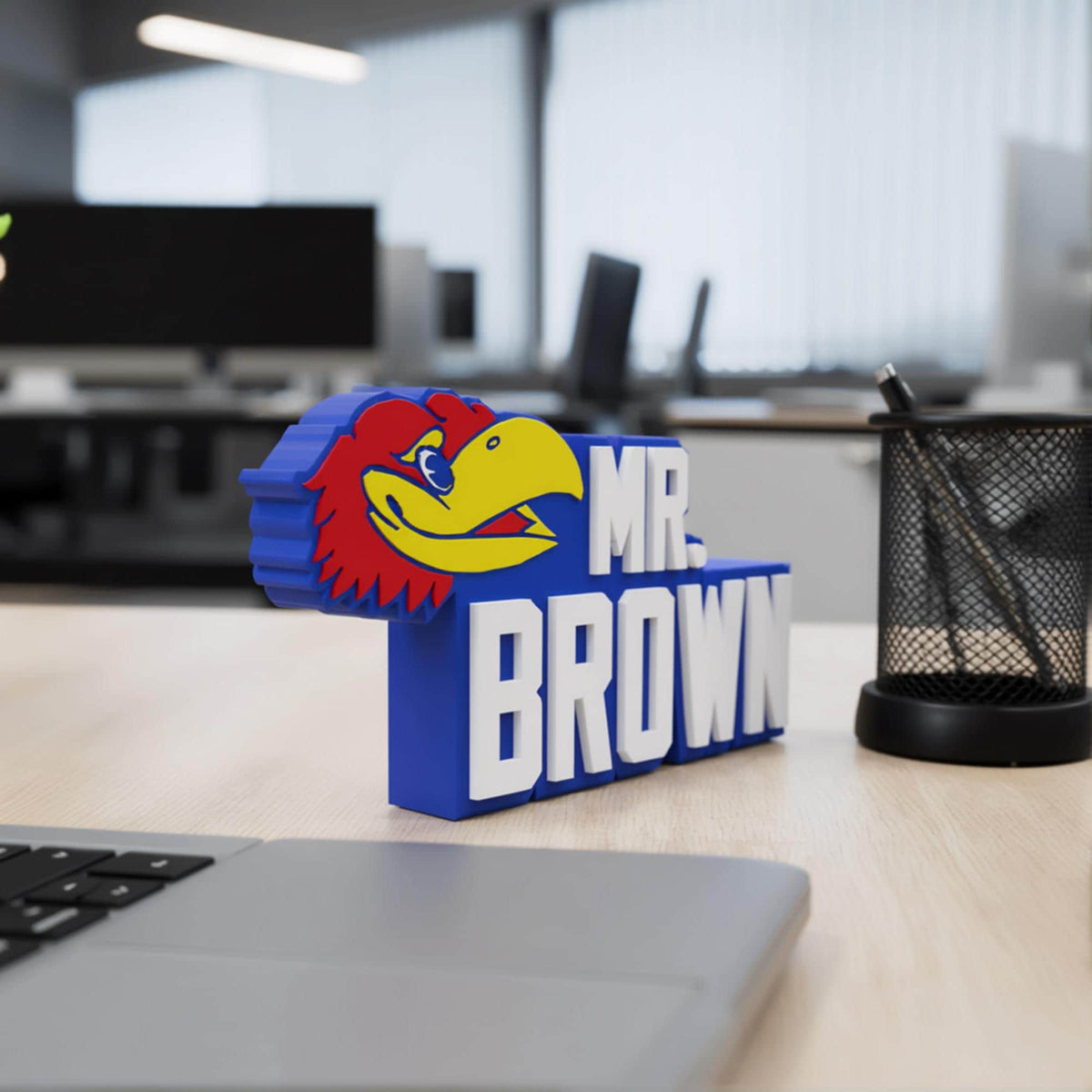 Personalized Kansas Jayhawks Desk Name Plate
