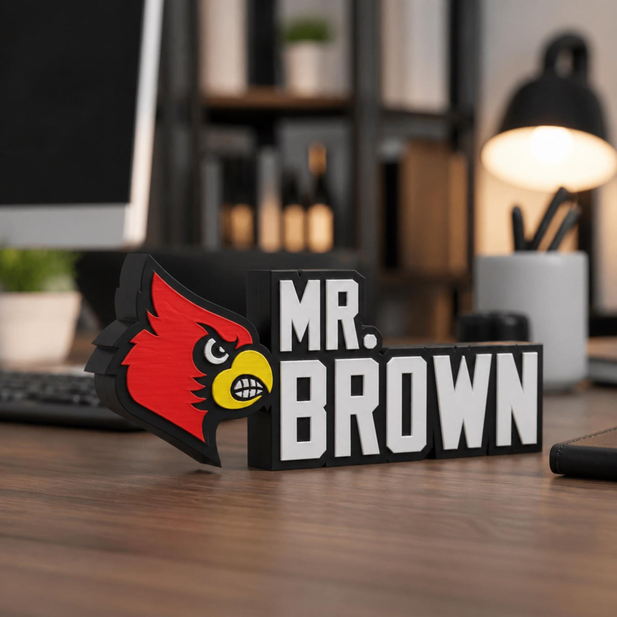 Personalized Louisville Cardinals Desk Name Plate