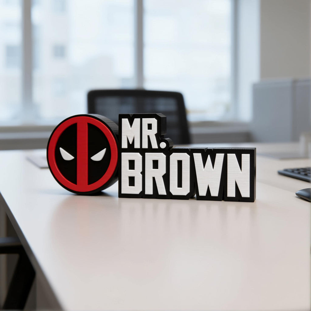 Personalized Deadpool Desk Name Plate