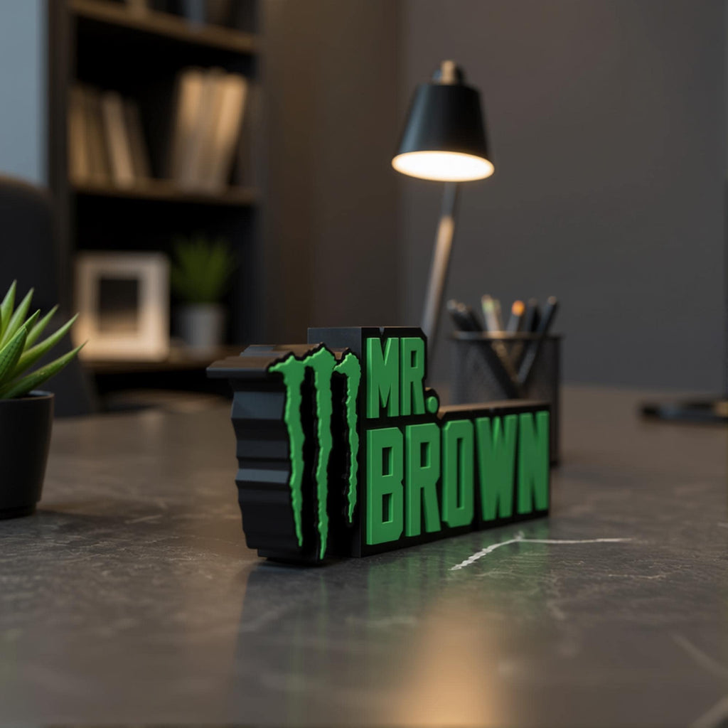 Personalized Monster Energy Desk Name Plate