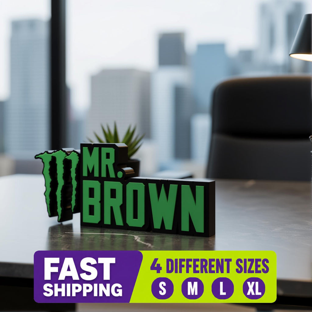 Personalized Monster Energy Desk Name Plate