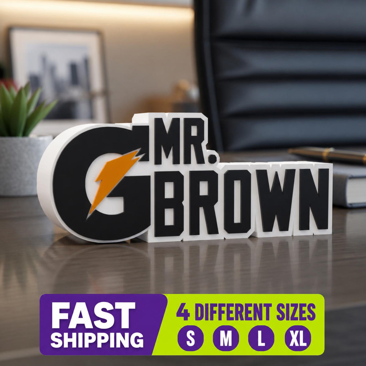 Personalized Gatorade Desk Name Plate