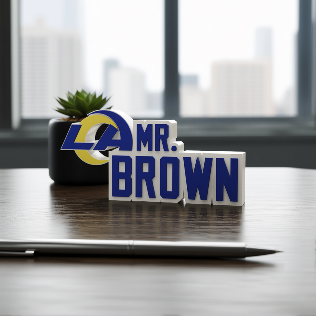 Personalized Los Angeles Rams Football Desk Name Plate