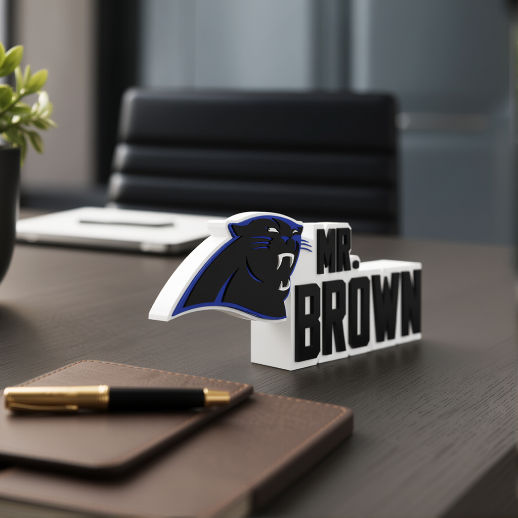 Personalized Carolina Panthers Football Desk Name Plate