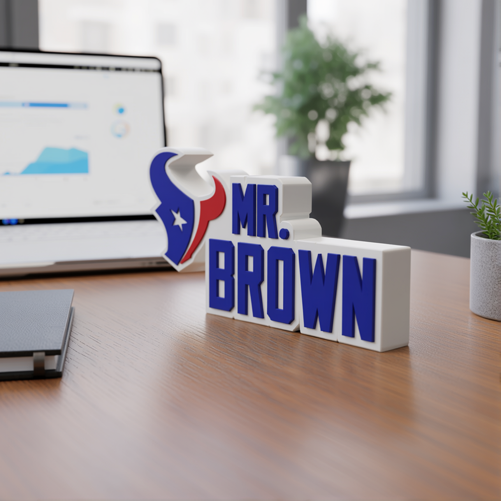 Personalized Houston Texans Football Desk Name Plate