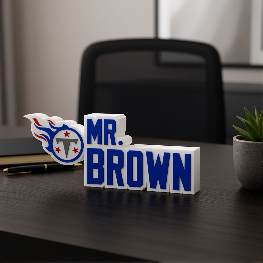 Personalized Tennessee Titans Football Desk Name Plate