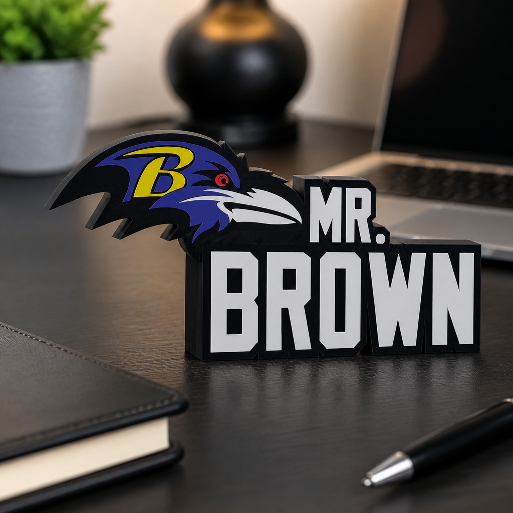 Personalized Baltimore Ravens Football Desk Name Plate