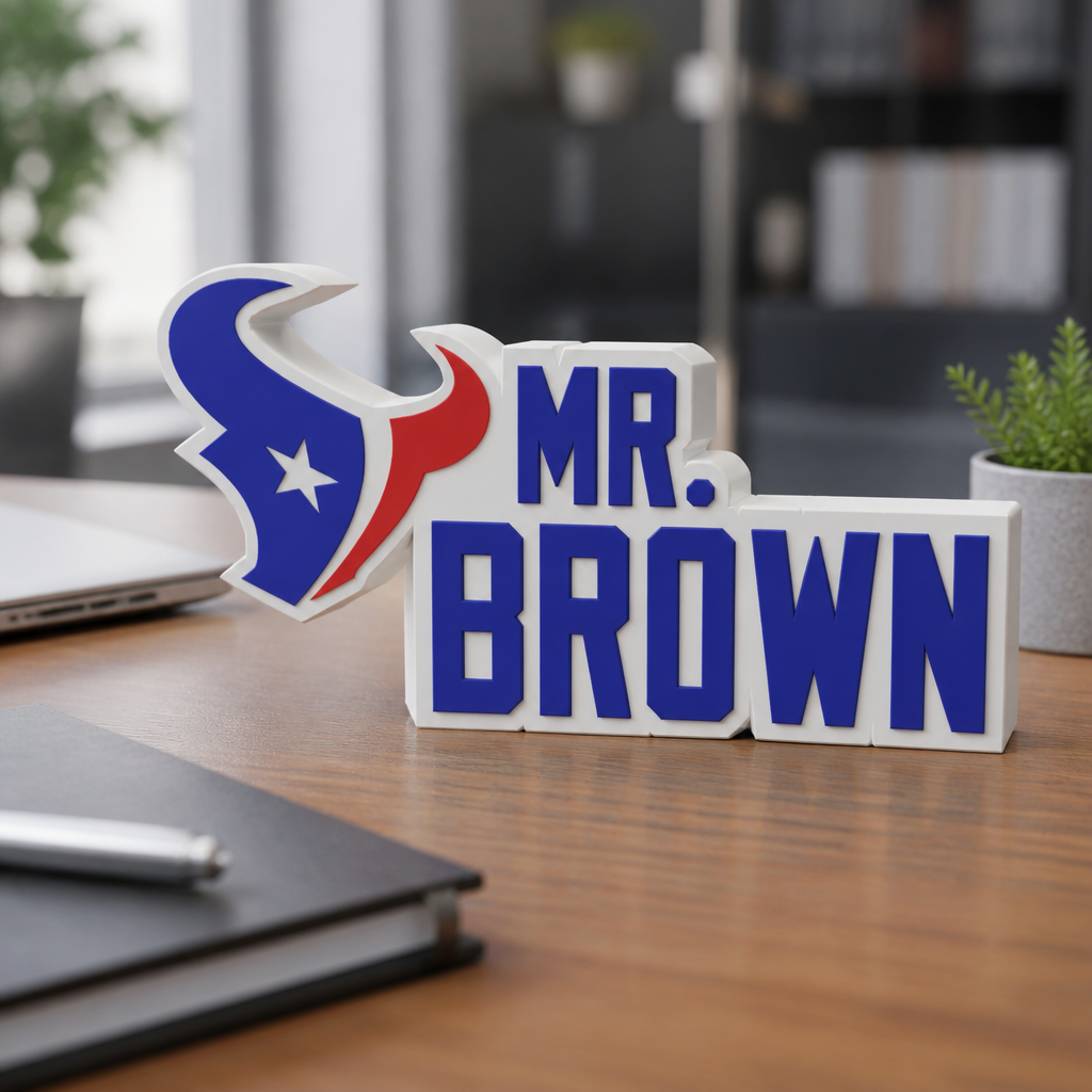 Personalized Houston Texans Football Desk Name Plate